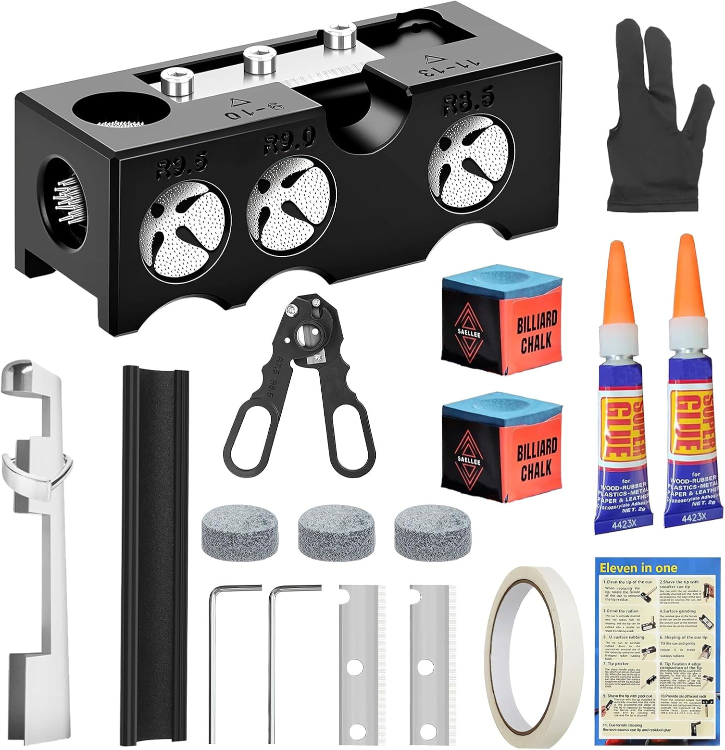 11 in 1 Billard Pool Queue Tip Shaper Pool Queue Spitzen Ersatz Kit Pool Queu...