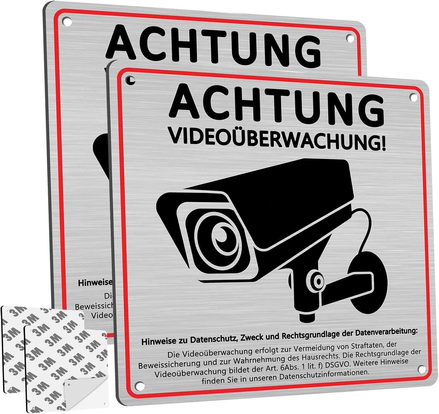 2 Stück Schild Videoüberwachung Privatgrundstück mit DSGVO Hinweis, 15 x 15 c...