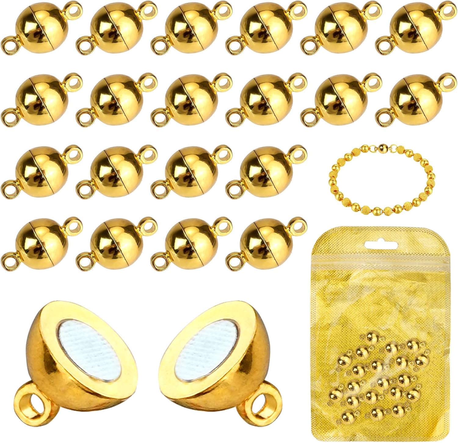 20 Stück Magnetverschluss Armband, 6MM Runde Magnetverschluss Kette, Verschlü...