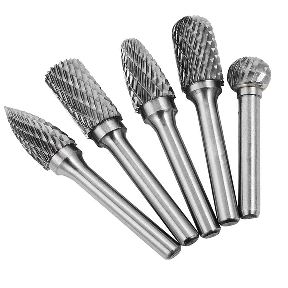 5 Stück Hartmetall Frässtifte Set, 6mm Schaft 10mm Frässtifte, Raspel Set für...